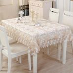 Zarif Dantel Masa Örtüsü Dikdörtgen İşlemeli Örtü Çiçek Desenli Kahve Beyaz Dantel Kumaş Yemek Masası Örtüsü 130x180 cm Ev Dekoru ve Partiler için Mükemmel