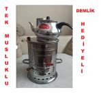 Zarif İş Krom Odunlu Kömürlü Demlikli 3.5 L Semaver