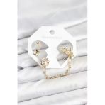 Zarif Kulaklar İçin Golden Pirinç Kelebek Stil Zincir Bağlantılı Ear Cuff Küpe Seti