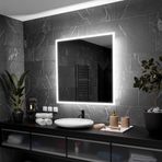 Zarif LED Banyo Aynası 100 x 100 cm - Dikdörtgen Aydınlatmalı Duvar Aynası, Şık Banyolar için Özelleştirilebilir Modern Tasarım, Makyaj ve Bakım için Mükemmel Aydınlatma