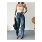 ZARİNA Kadın Baggy pantolon tokalı jean