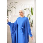Zaure Kadın Tesettür Yarasa Kol Abaya Takım - 38 - 06Z-Mavi