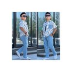 zavera for kids Erkek Çocuk Oversize Yazlık Müslin Kamuflaj Nakış Detaylı 3'lü Takım - Nakış Detaylı Gömlek - Baskılı T-shirt - Pantolon %100 Pamuklu 3'lü Bayram Kombini