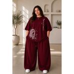 ZAVIXO Kadın Büyük Beden Oversize Anime Kız Baskılı 2'li Eşofman Takımı Rahat Pamuklu Kalıp Günlük Streetwear Siyah XL 2XL 3XL 4XL 5XL 6XL 7XL 8XL 9XL