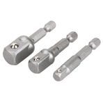 ZAWELIYO 3 Adet Matkap Soket Adaptörü Hex Shank Soket El Lokma Seti 1/4 3/8 1/2 Sürücü Darbeli Sürücü