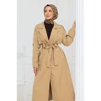 ZAYA Özel Tasarım Kitten Kumaş Uzun tesettürlü trenckot