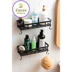 Zayas Shopping 🛁 Çift Katlı Plastik Duş Rafı – Duvara Monte Askılı Banyo Organizeri