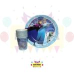Zayna's Frozen Elsa Temalı Karton Tabak ve Bardak Seti 16 Lı - Doğum Günü Parti Seti Malzemeleri - Mavi - Beyaz