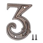 Zayookey 10 cm Dökme Demir Ev Numarası Rustik Adres Numarası Metal Ev Adres Numarası Posta Kutusu Numarası Dekoratif Arka Kapı Numarası Sokak İşareti (Kapı Numarası 3)
