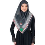 Zaytoon Eşarp Filistin Kefiye Siyah Desen Çizgisiz Kadın Şal Polyester Unisex - Çok Renkli - 100 x 100 cm