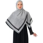 Zaytoon Şal Filistin Kefiye Puşi Siyah Beyaz Püskülsüz Unisex Kadın Şal 70x170 cm