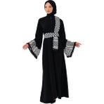 Zaytoon Tesettür Elbise Filistin Kefiye Desenli Fermuarlı Geniş Püsküllü Kollu Dik Yakalı Siyah - 001 Siyah - XL