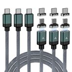 ZBF 100W USB C Manyetik Şarj Kablosu, yıldırım için 2'si 1 arada Şarj Kablosu [4 Paket, 4/4/6.6/6.6FT] 480Mbps Veri Aktarımı, iPhone 15,14,13 Pro Max için 5A Hızlı Şarj, MacBook Pro, iPad, Galaxy S22,