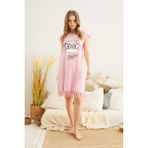 Zbteks Meow Kedicik Desenli Penye Pamuklu Günlük Elbise - 3XL - Açık Pembe