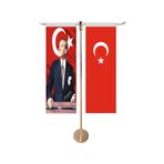 ZC Bayrak 10x30 Cm Masa Üstü Türk Ve Atatürk Bayrağı