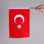 ZC Bayrak Alpaka Kumaş Kenarları Sıcak Kesim 10 Adet Türkiye Milli Elde Sallama Bayrağı