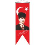 ZC Bayrak Saten Kırlangıç Flama Kemal Atatürk İmzalı Türk Bayrağı