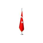 ZC Bayrak Türk Makam Bayrağı Krom Kaplı Direk ve Simli Bayrak Seti