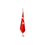 ZC Bayrak Türk Makam Bayrağı Krom Kaplı Direk ve Simli Bayrak Seti