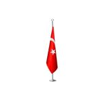 ZC Bayrak Türk Makam Bayrağı Krom Kaplı Direk ve Simsiz Bayrak Seti