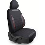 Z&C MAXTECH Renault Broadway Deri Detaylı Özel Tasarım Oto Koltuk Kılıfı Seti Smart K - Siyah - Kırmızı