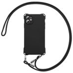 ZCDAYE iPhone 11 Bantlı Kılıf, Sağlam Silikon Cep Telefonu Kılıfı, Pratik Askılı Çanta ve Zincirli Kılıf (6,1 inç) için, Siyah