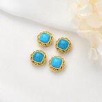 ZCSJD 4 adet 14mm DIY taş bakır kaplama renk kakma turquois Metal alaşım Spacer boncuk takılar takı yapımı kolye bilezikler