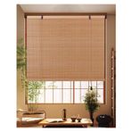 ZCXMNL Bambu Jaluzi, Geniş 53-153 cm Retro Ahşap Roma Rulo Perde Işık Filtreleme Gölgeleri Pencereler, İç Mekan (73x100cm)