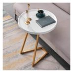 ZCXMNL yuvarlak yardımcı masa, küçük uçlu, modern komodin, akşam yemeği, kahve içecekler, oturma odası, yatak odası, ofis, balkon için TV tepsisi (beyaz-A, 40 x 60 cm)