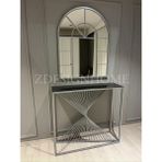 ZDESIGN HOME 80X100 cm Ayna & 100X30X90 cm Gümüş Metal Dresuar Takımı – Füme Raflı Modern Tasarım