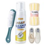 ZDQULX Ayakkabı Temizleyici, Beyaz Ayakkabı Temizleyici - Köpük Sneaker Ayakkabı Temizliği, Fırçalı ve Havlu, Ayakkabı, Deri, Botlar için 7.5 oz, Sarı, Medium