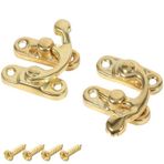 ZEACCT 2 Mini Mandal Kancası Haspaları, Salıncak Kolu Sağ Mandal Kancası Haspları, Vida Tokalı Antik Sağ Mandal Kancası, Ahşap Mücevher Kutuları için Uygun, Mücevher Saklama Kutusu (Altın)