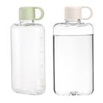 ZEAYEA 2'li Paket Taşınabilir Düz Su Şişesi, 17 oz BPA İçermeyen Tritan İnce Su Şişesi, Açık Hava Sporları, Kamp, Fitness, Çanta Cebine Uygun Plastik Seyahat Su Şişesi