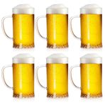 ZEAYEA 6'lı Plastik Bira Kupası, 16 oz Akrilik Bira İçme Bardakları, Parti Bar Ev Otel Viski Suyu Kokteyl İçecekleri için Şeffaf Yeniden Kullanılabilir Bira Bardağı
