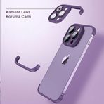 Zebana Apple iPhone 12 Pro Max ile Uyumlu Kılıf Zebana Corner Pad (Kamera ve Köşe Koruyucu) Derin Mor