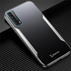 Zebana Huawei P Smart 2021 ile Uyumlu Kılıf Zebana Metal Mitras Kılıf (Silikon Kenar) Gri