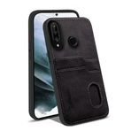 Zebana Huawei P30 Lite ile Uyumlu Kılıf Zebana Kartlıklı Lüx Deri Kılıf Siyah
