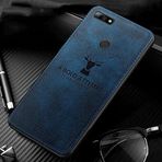 Zebana Huawei Y7 2018 Silikon Kenar Kumaş Kılıf Mavi