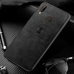 Zebana Huawei Y7 2019 Silikon Kenar Kumaş Kılıf Siyah
