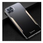 Zebana Oppo Reno 4 Lite Metal Mitras Silikon Kenar Gold Cep Telefonu Kılıfı