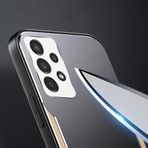 Zebana Samsung Galaxy A13 4G ile Uyumlu Kılıf Zebana Metal Mitras Kılıf (Silikon Kenar) Gold