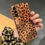 Zebana Samsung Galaxy A14 ile Uyumlu Kılıf Zebana Luxe Leopard Silikon Kılıf Desert Titanyum