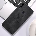 Zebana Samsung Galaxy A20S Silikon Kenar Kumaş Kılıf Siyah