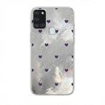 Zebana Samsung Galaxy A21s ile Uyumlu Kılıf Zebana Pink Heart Silikon Kılıf Lila