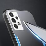 Zebana Samsung Galaxy A23 ile Uyumlu Kılıf Zebana Metal Mitras Kılıf (Silikon Kenar) Mavi