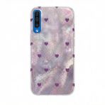 Zebana Samsung Galaxy A50 ile Uyumlu Kılıf Zebana Pink Heart Silikon Kılıf Lila