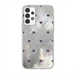 Zebana Samsung Galaxy A72 ile Uyumlu Kılıf Zebana Pink Heart Silikon Kılıf Lila