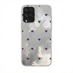 Zebana Samsung Galaxy M12 ile Uyumlu Kılıf Zebana Pink Heart Silikon Kılıf Lila