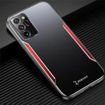 Zebana Samsung Galaxy Note 20 Ultra 5G ile Uyumlu Kılıf Zebana Metal Mitras Kılıf (Silikon Kenar) Kırmızı