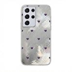 Zebana Samsung Galaxy S22 Ultra ile Uyumlu Kılıf Zebana Pink Heart Silikon Kılıf Lila